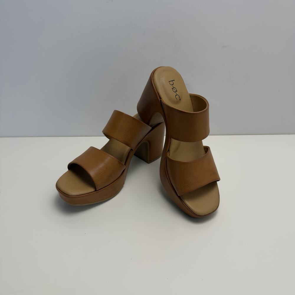 Børn/Born Platform 2 Strap Slide Sandals BC0041825 Sz 8M Camel